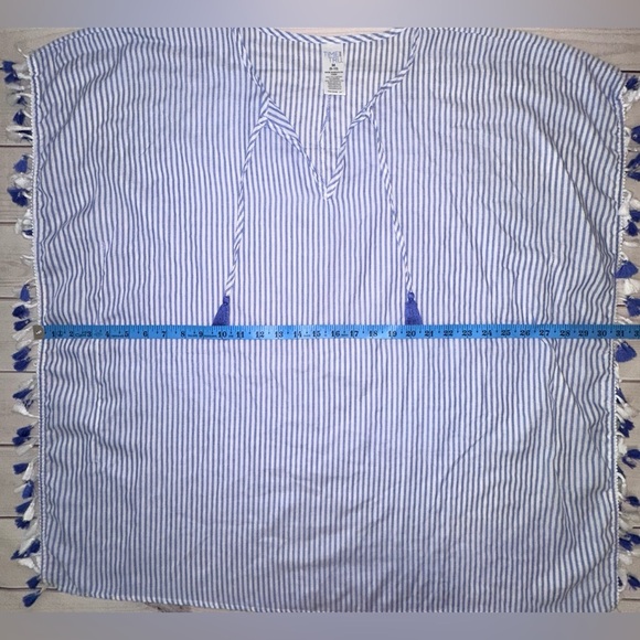 Striped Blue and White Swim Cover-Up Size Medium Summer Beach Lightweight Lounge - Picture 4 of 7